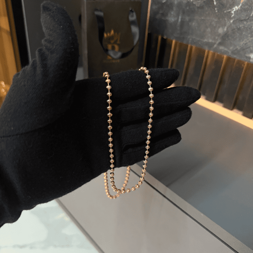 Cadena Militar Diamantada Italiana 65 cm – Oro Laminado ROSADO 18K | 4mm
