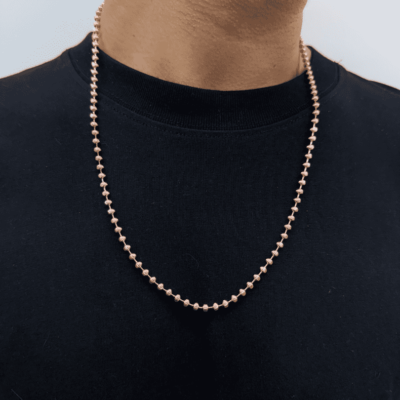Cadena Militar Diamantada Italiana 65 cm – Oro Laminado ROSADO 18K | 4mm