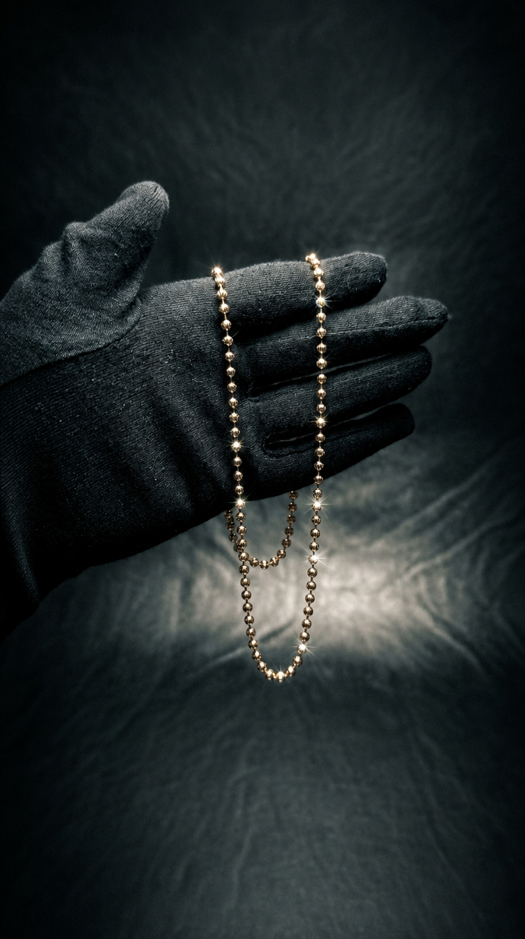 Cadena Militar Diamantada Italiana oro rosado 18K