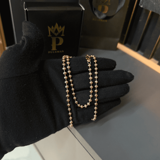 Cadena Militar Diamantada Italiana – Oro Laminado ROSADO 18K | 65 cm, 4 mm