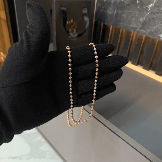 Cadena Militar Diamantada Italiana 65 cm – Oro Laminado ROSADO 18K | 4mm