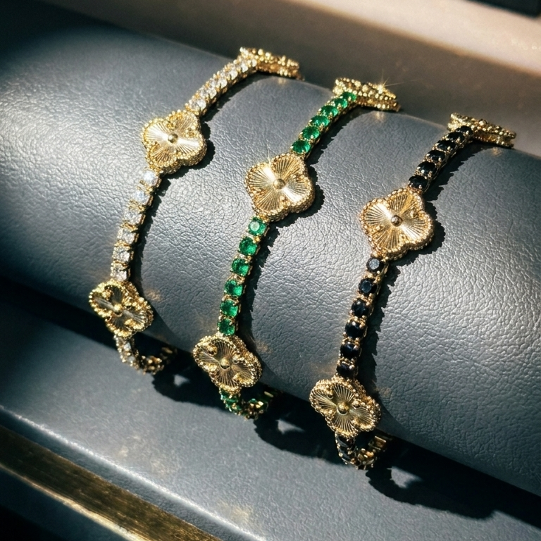 PULSERAS V.C DIAMONS VERDE-CRISTAL-NEGRA