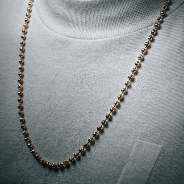 CADENA MILITAR DIAMANTADA 4MM ORO ROSA CHAMPANGE 60cm