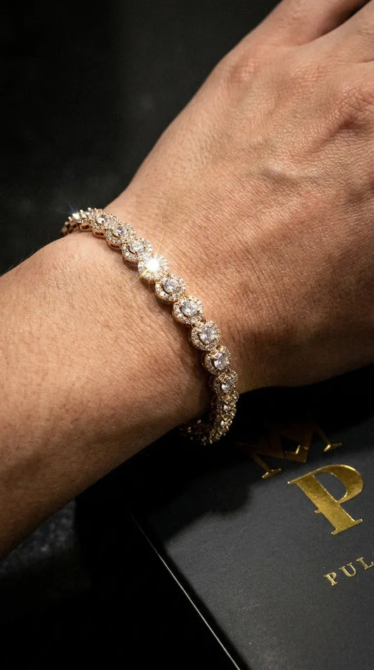 Pulsera Ice Ice Swarovski en oro laminado rosado 18K champaña, 18 cm + extensor
