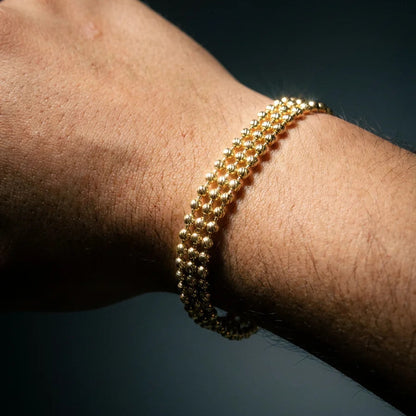 PULSERA MILITAR DIAMANTADA DORADA 3 CARRILES 21CM+ extensor